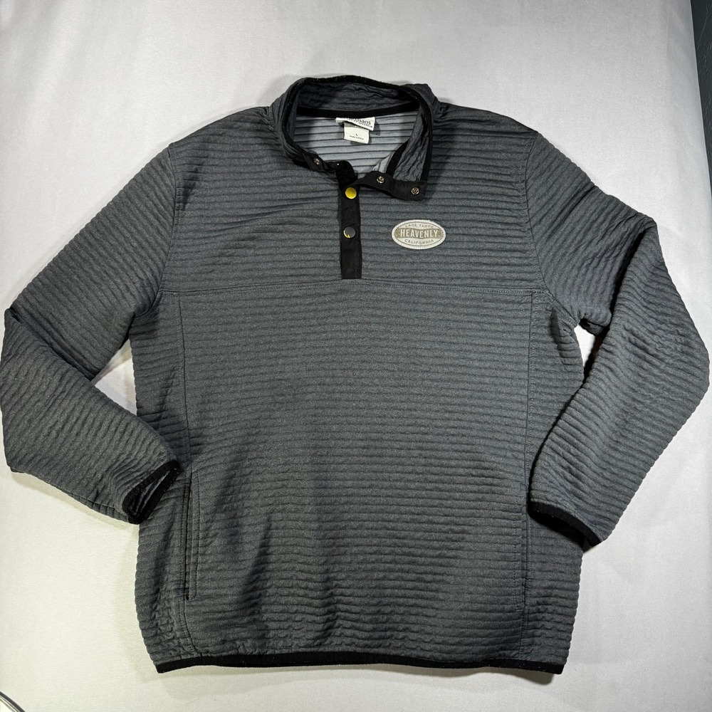 Artisans Heavenly Lake Tahoe Quilted Pullover Mens Large Gray Snap Neck Fleece